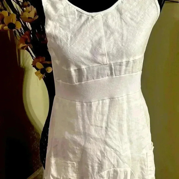 Grace elements white linen sleeveless summer dress size large - Picture 1 of 8